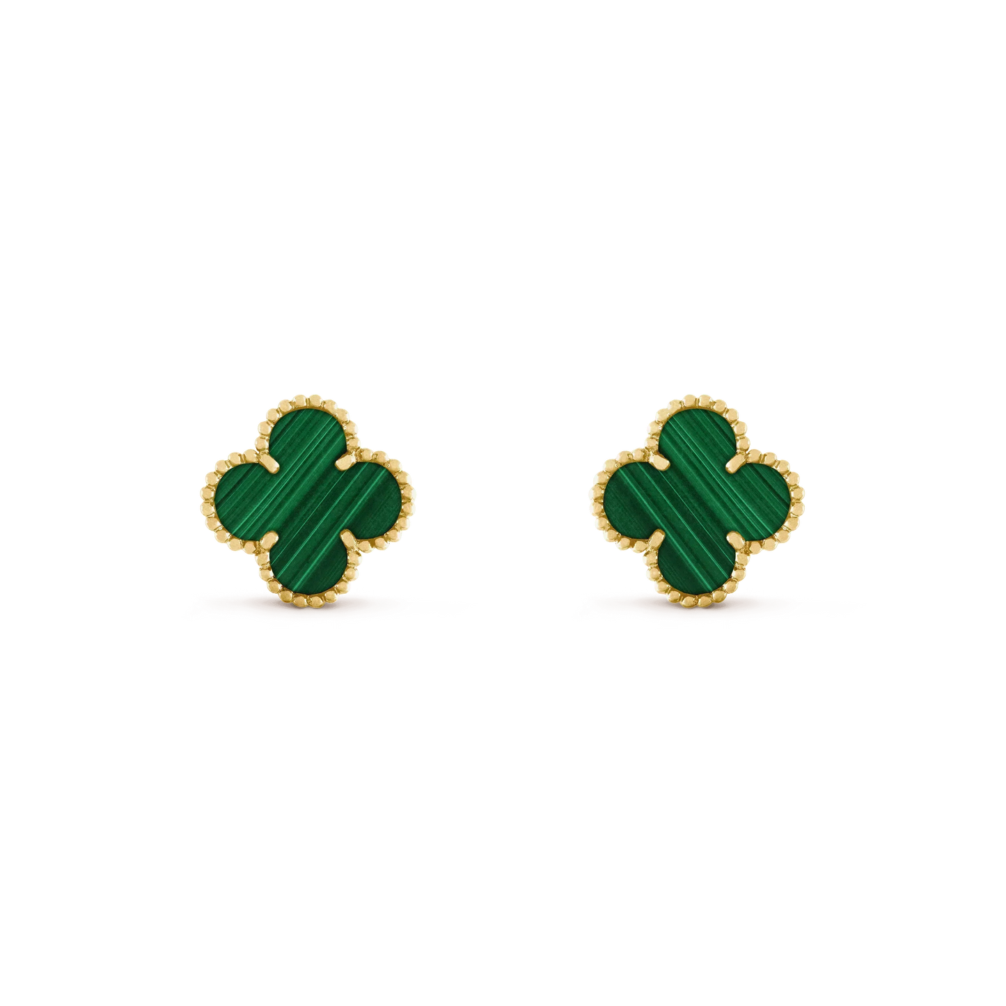 [moco jewelrys]CLOVER MEDIUM 1 MOTIFS MALACHITE  EARRINGS