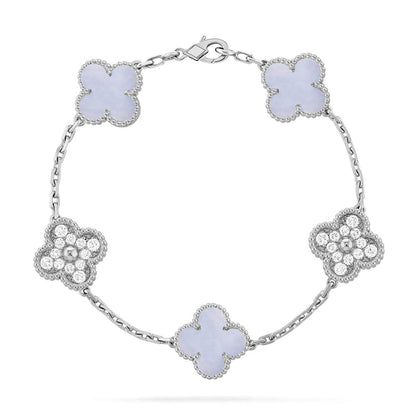 [Moco jewelrys] CLOVER 5 MOTIF PURPLE CHALCEDONY BRACELET COLLECTION