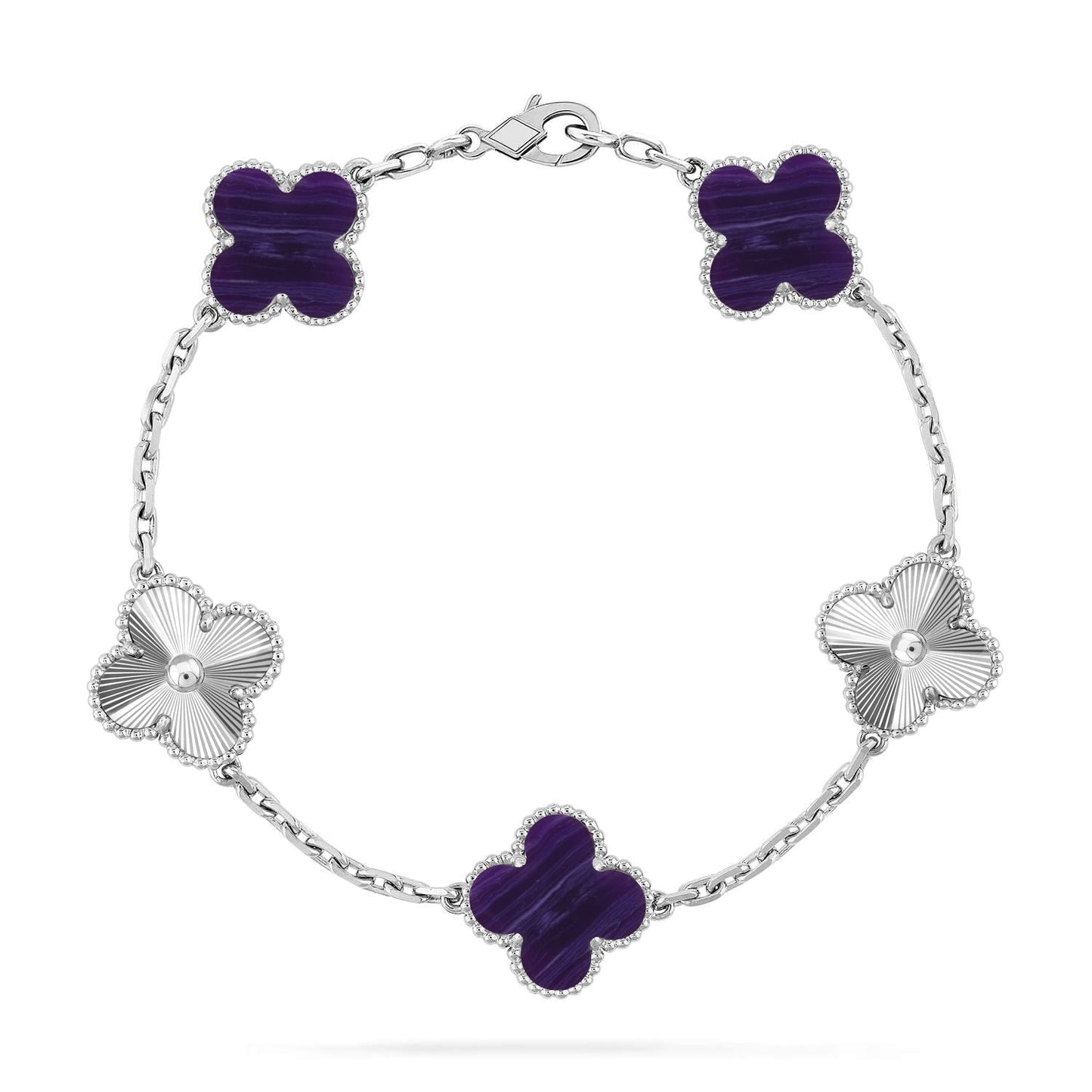 [Moco jewelrys]CLOVER 5 MOTIF PURPLE STRIPES BRACELET COLLECTION