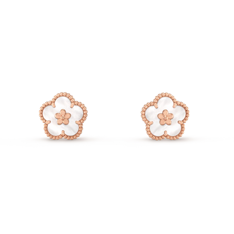 [moco jewelrys]LUCKY PINK GOLD WHITE MOP EARRINGS