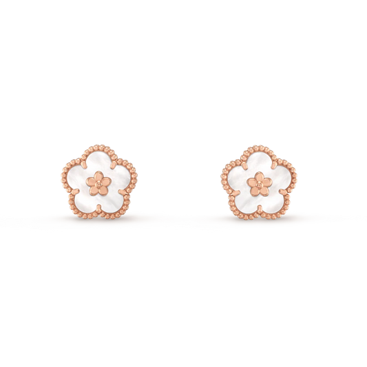 [moco jewelrys]LUCKY PINK GOLD WHITE MOP EARRINGS