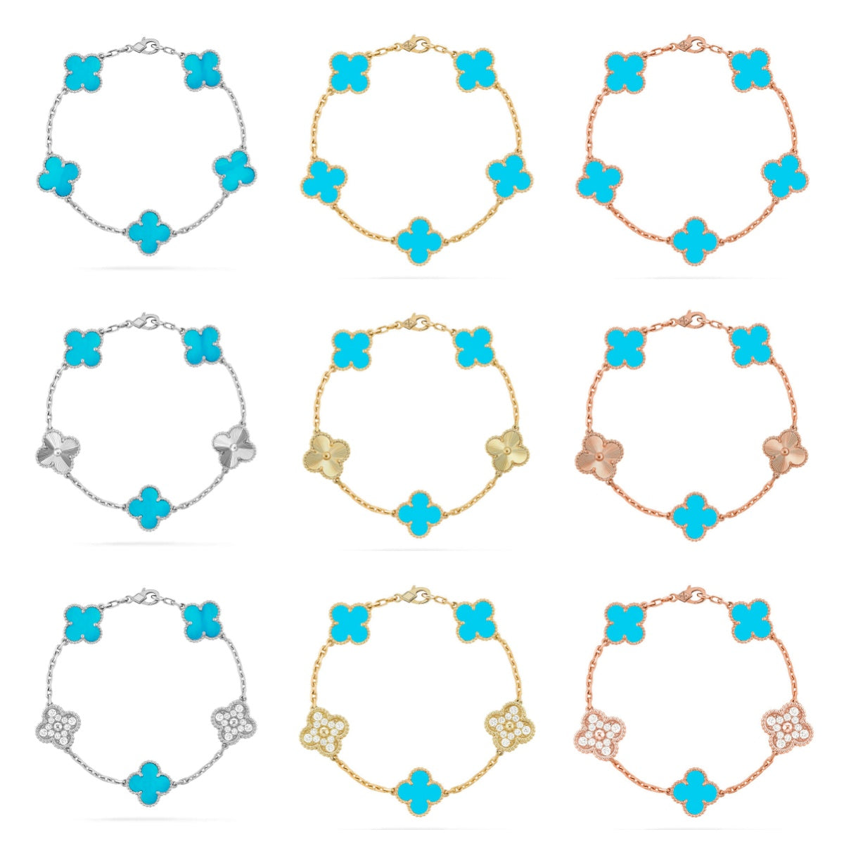 [Moco jewelrys] CLOVER 5 MOTIF TURQUOISE BRACELET COLLECTION