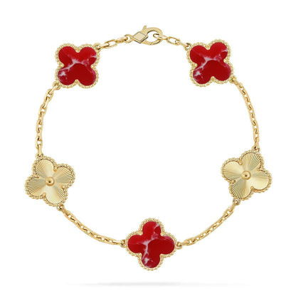 [Moco jewelrys]CLOVER 5 MOTIF RED PATTERN BRACELET COLLECTION