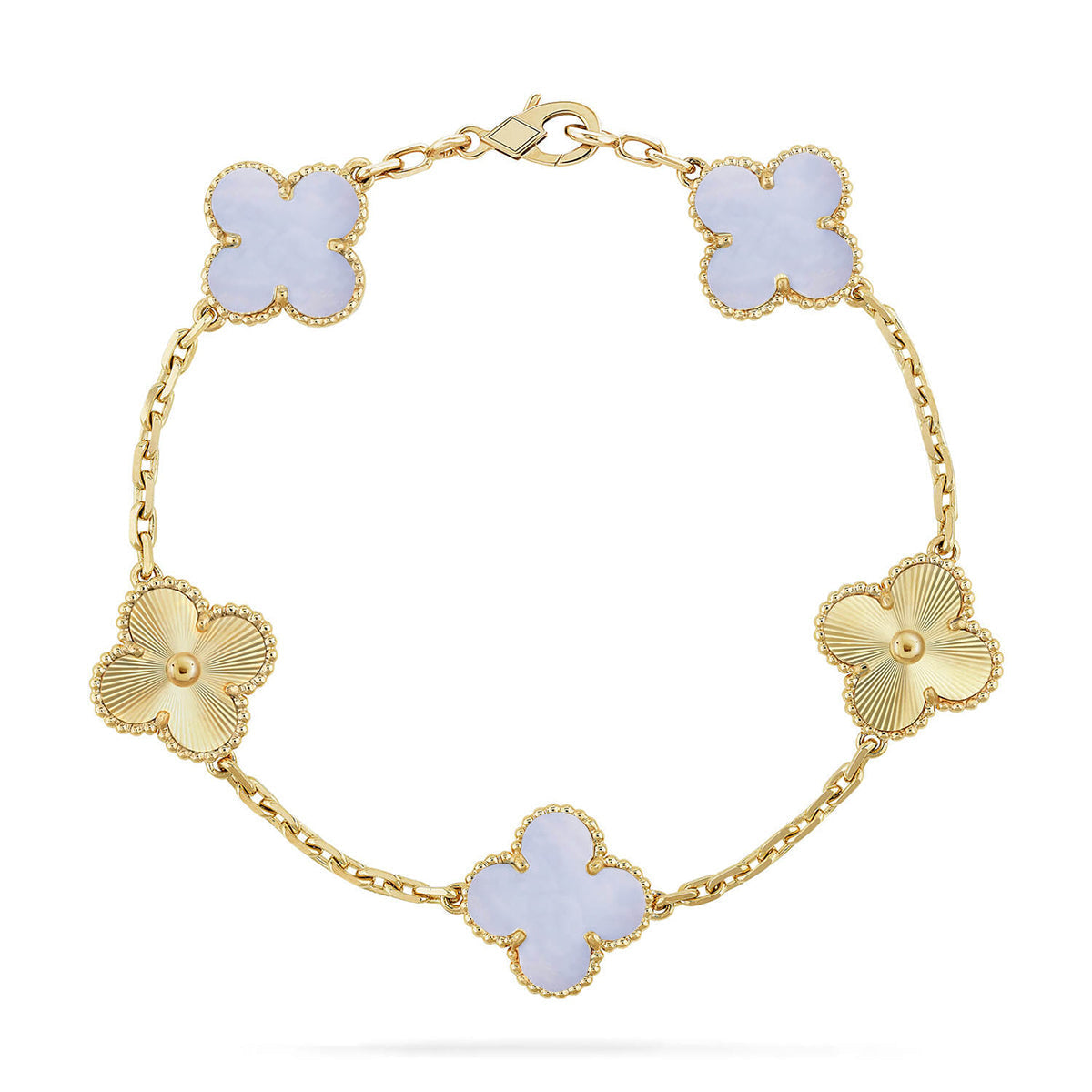 [Moco jewelrys] CLOVER 5 MOTIF PURPLE CHALCEDONY BRACELET COLLECTION