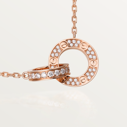 [moco jewelrys]LOVE 7.6MM NECKLACE ROSE GOLD AND SILVER  FULL DIAMOND