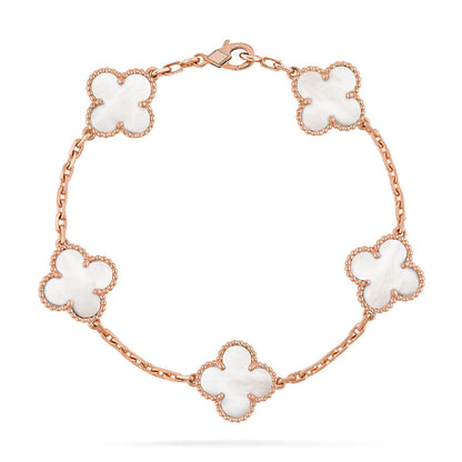 [Moco jewelrys]CLOVER WHITE PEARL MOP 5 MOTIF BRACELET COLLECTION