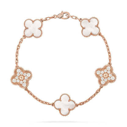 [Moco jewelrys]CLOVER WHITE PEARL MOP 5 MOTIF BRACELET COLLECTION