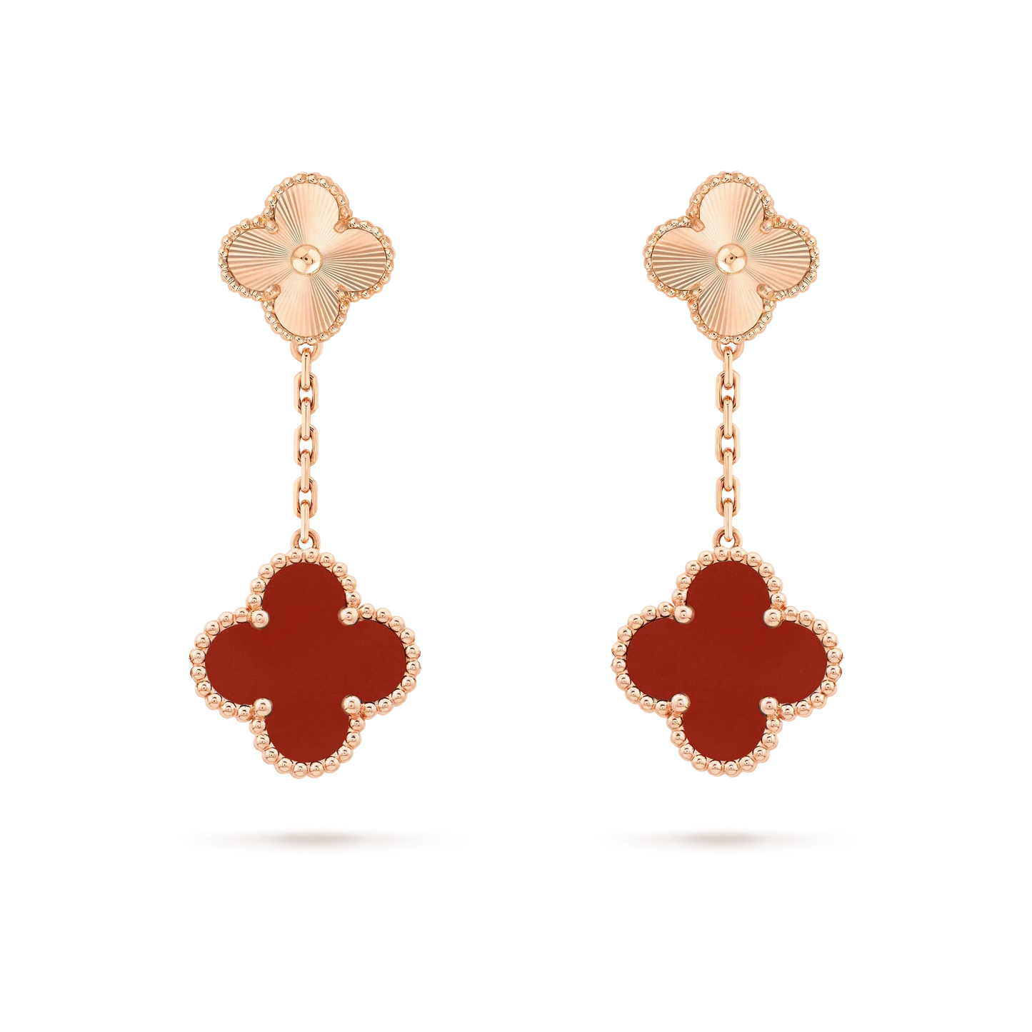 [moco jewelrys]CLOVER 2 MOTIF  LASER CARNELIAN EARRINGS