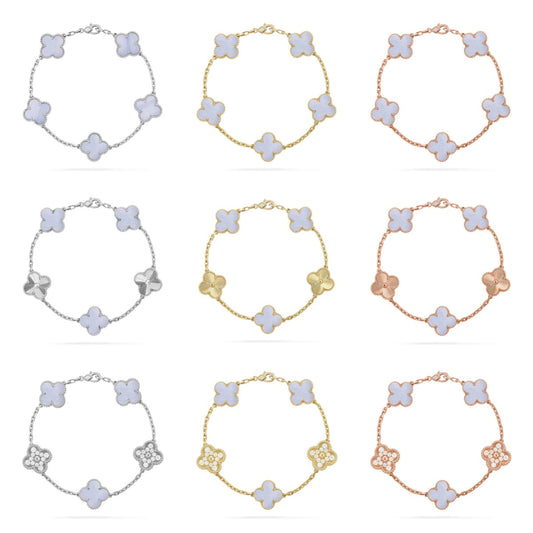 [Moco jewelrys] CLOVER 5 MOTIF PURPLE CHALCEDONY BRACELET COLLECTION
