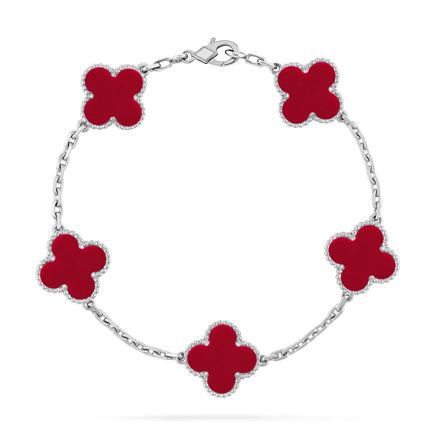 [Moco jewelrys] CLOVER 5 MOTIF RED CORNELIAN BRACELET COLLECTION