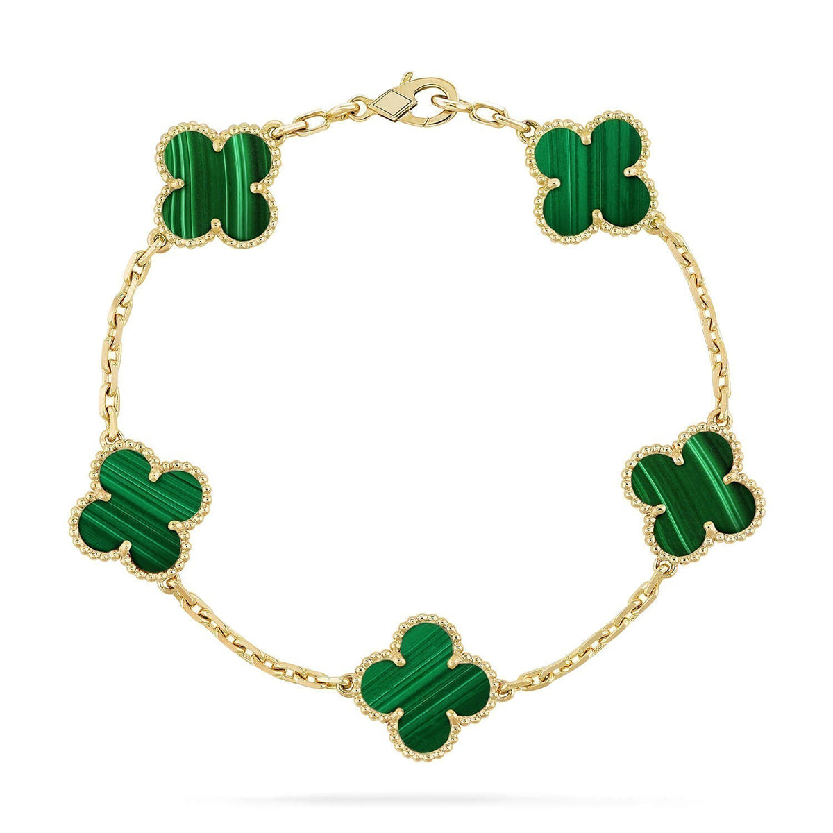 [Moco jewelrys] CLOVER 5 MOTIF MALACHITE BRACELET COLLECTION