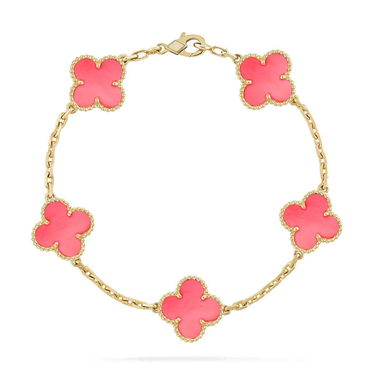[Moco jewelrys] CLOVER 5 MOTIFS  PINK MOP BRACELET COLLECTION