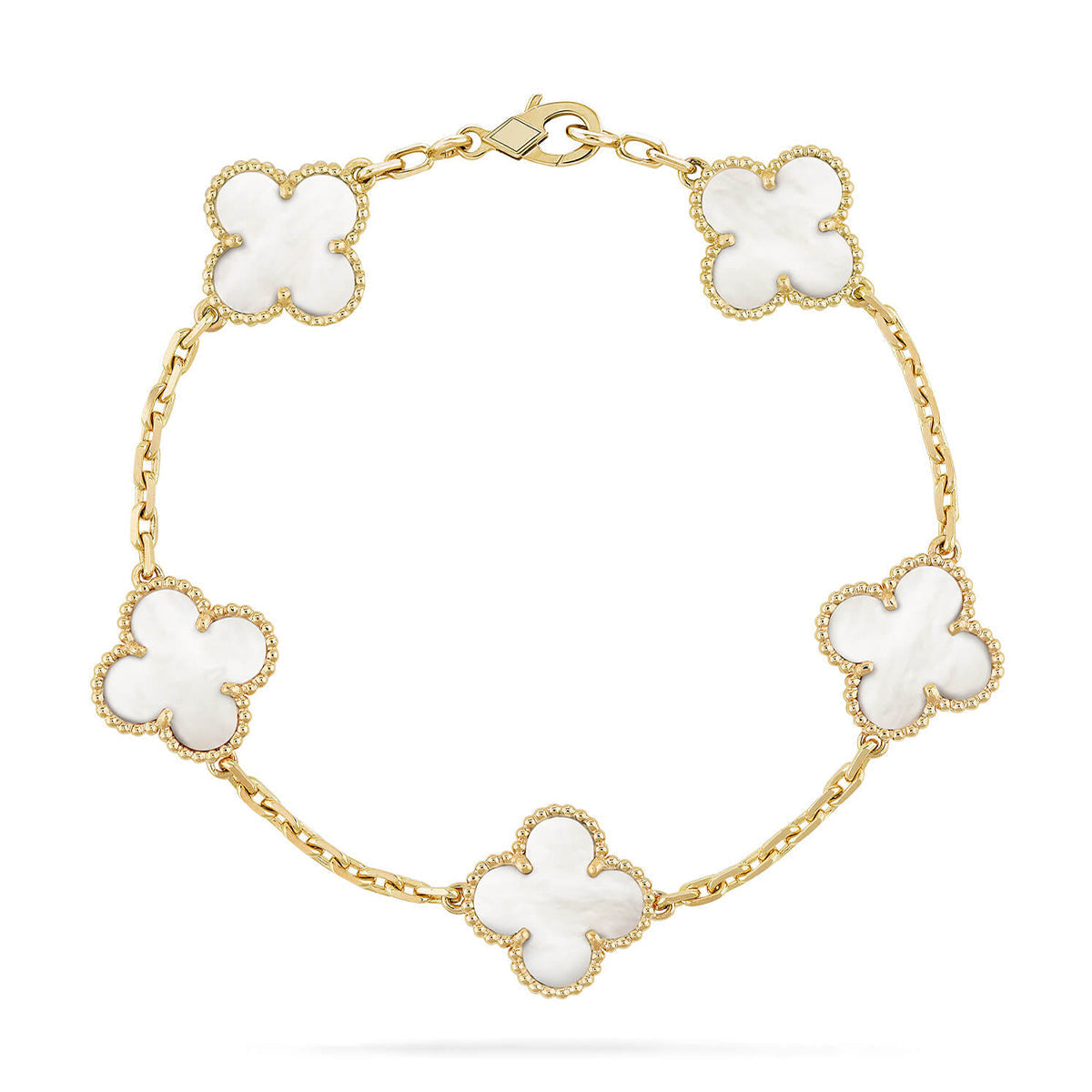 [Moco jewelrys]CLOVER WHITE PEARL MOP 5 MOTIF BRACELET COLLECTION