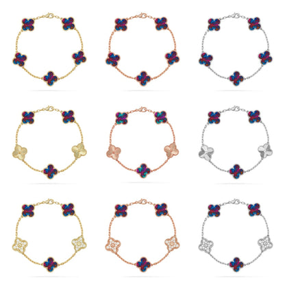 [Moco jewelrys]CLOVER 5 MOTIF COLOR GEMSTONES BRACELET COLLECTION