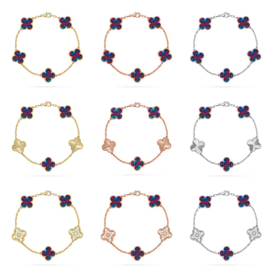 [Moco jewelrys]CLOVER 5 MOTIF COLOR GEMSTONES BRACELET COLLECTION