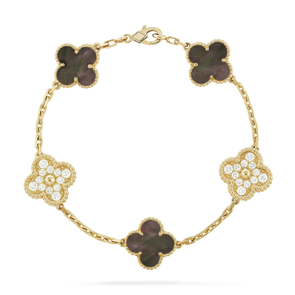 [Moco jewelrys] CLOVER 5 MOTIF GRAY MOP BRACELET COLLECTION