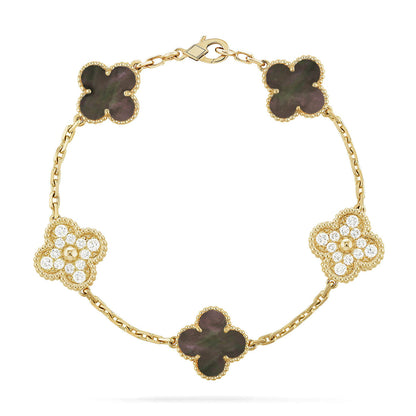 [Moco jewelrys] CLOVER 5 MOTIF GRAY MOP BRACELET COLLECTION