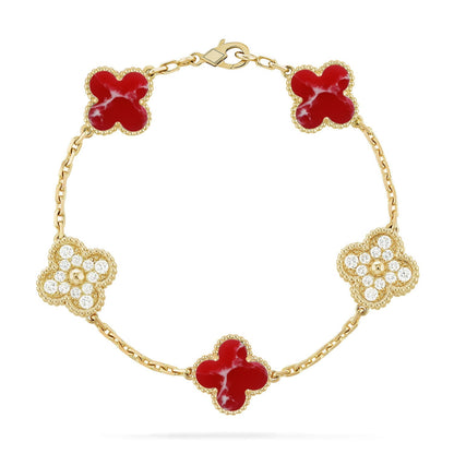 [Moco jewelrys]CLOVER 5 MOTIF RED PATTERN BRACELET COLLECTION