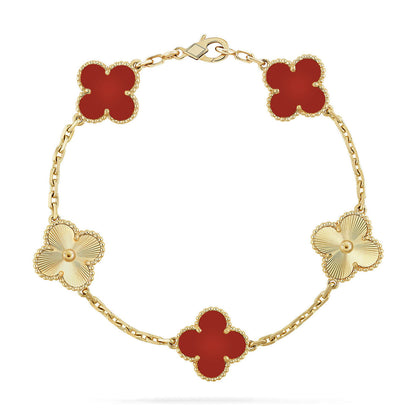 [Moco jewelrys] CLOVER 5 MOTIF RED CORNELIAN BRACELET COLLECTION