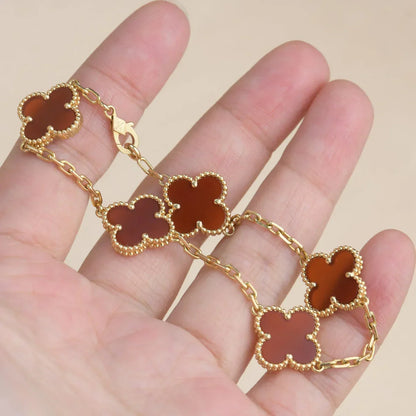 [Moco jewelrys] CLOVER 5 MOTIF RED CORNELIAN BRACELET COLLECTION