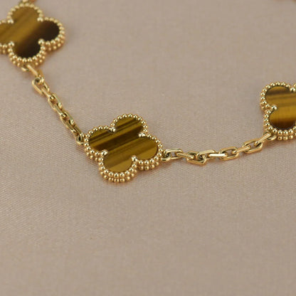 [Moco jewelrys] CLOVER 5 MOTIFS TIGER EYE BRACELET COLLECTION