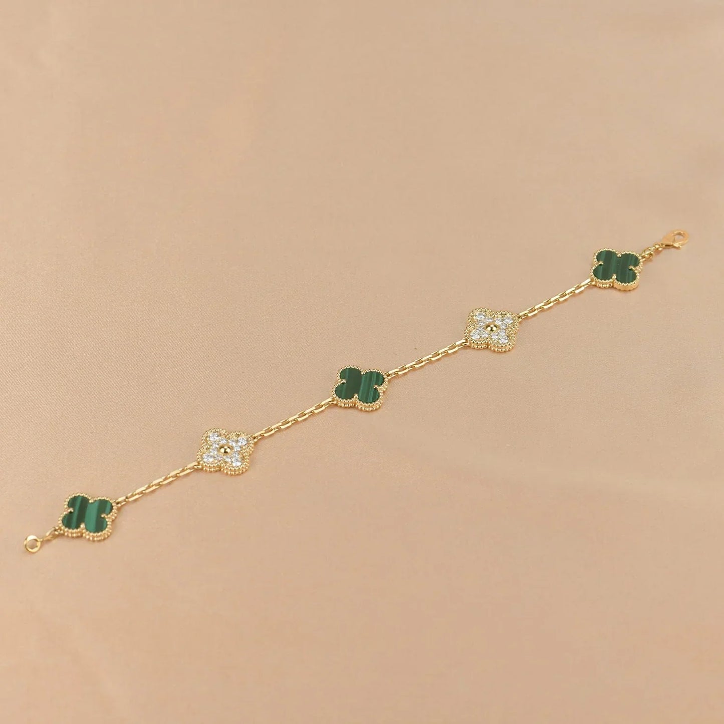 [Moco jewelrys] CLOVER 5 MOTIF MALACHITE BRACELET COLLECTION