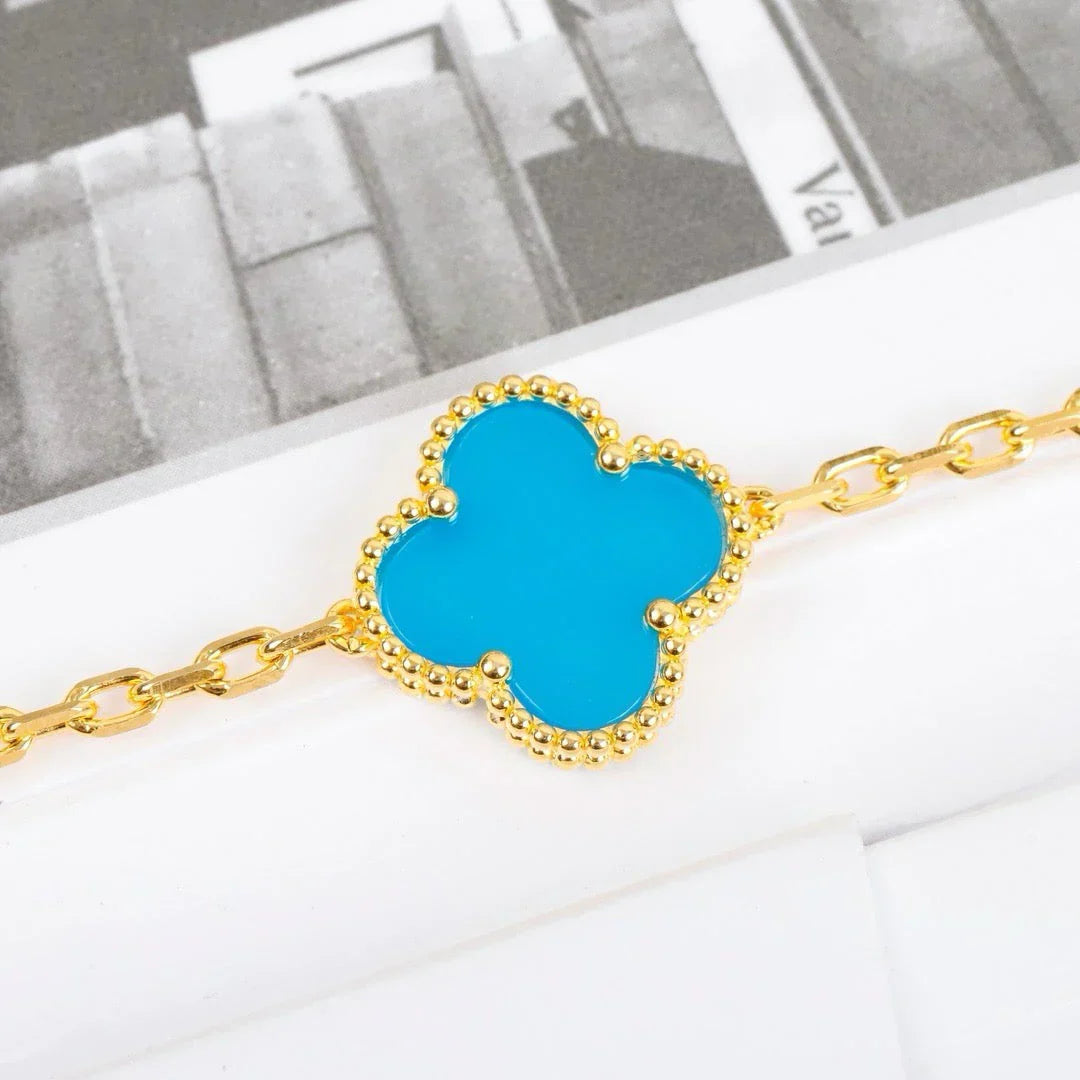 [Moco jewelrys] CLOVER 5 MOTIF TURQUOISE BRACELET COLLECTION
