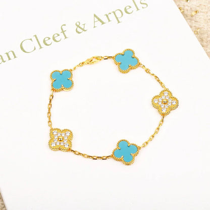 [Moco jewelrys] CLOVER 5 MOTIF TURQUOISE BRACELET COLLECTION