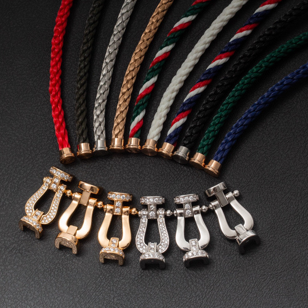 [moco jewelrys]FORCE LARGE HORSESHOE HALF DIAMOND BRACELET GOLD