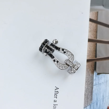 [moco jewelrys]FORCE LARGE HORSESHOE BLACK WHITE DIAMOND BRACELET ROSE GOLD