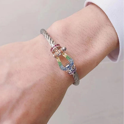 [moco jewelrys]FORCE LARGE HORSESHOE  COLORED DIAMOND BRACELET ROSE GOLD