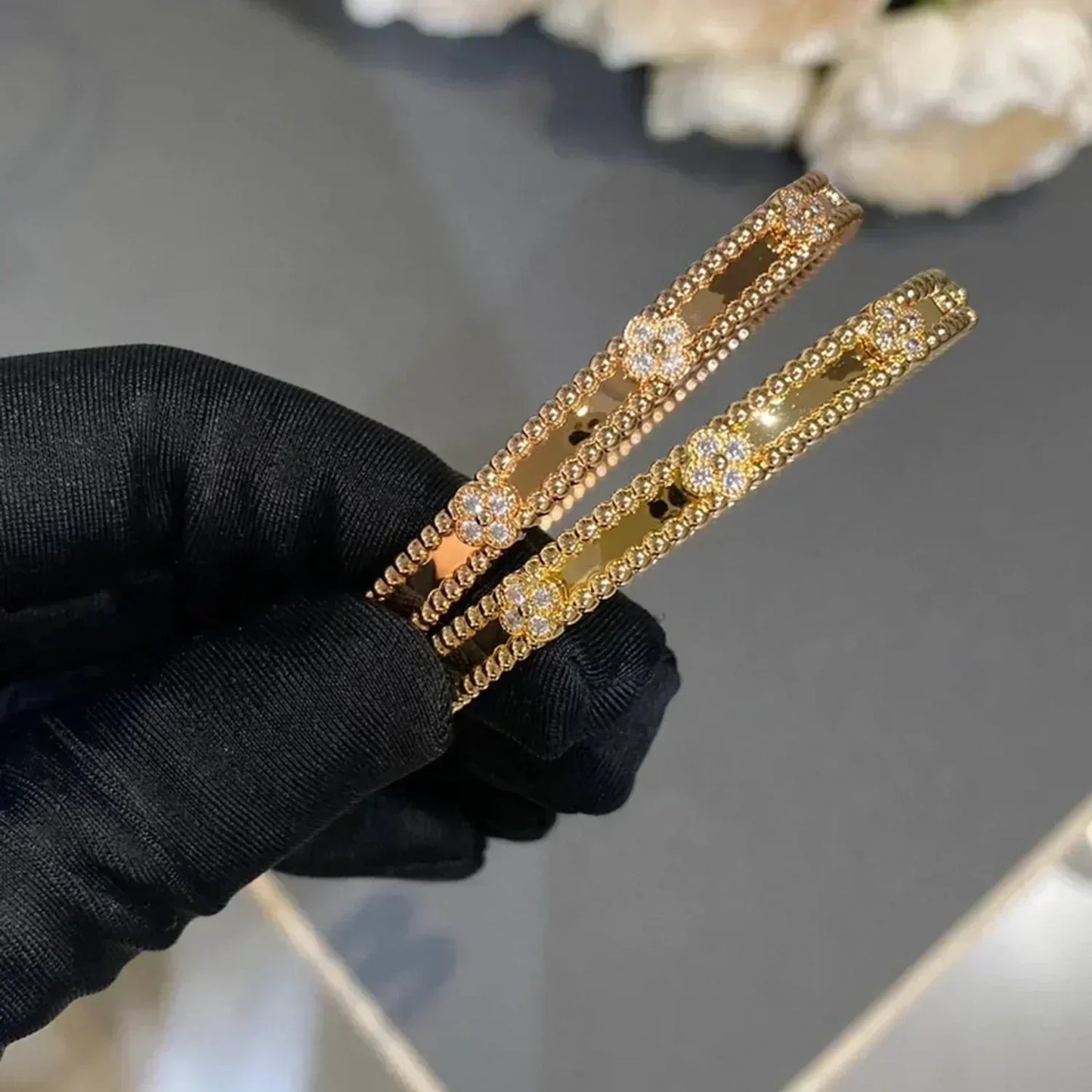 [moco jewelrys]CLOVER BRACELET 4MM DIAMONDS