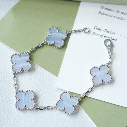 [Moco jewelrys] CLOVER 5 MOTIF PURPLE CHALCEDONY BRACELET COLLECTION