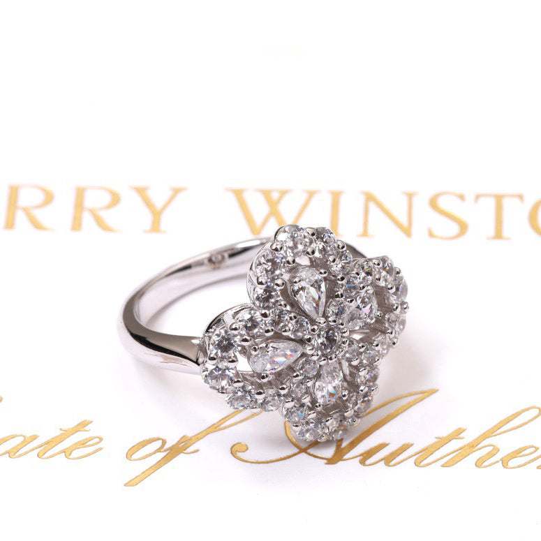 [moco jewelrys]LOOP RING FULL MOTIF DIAMOND 16MM SILVE