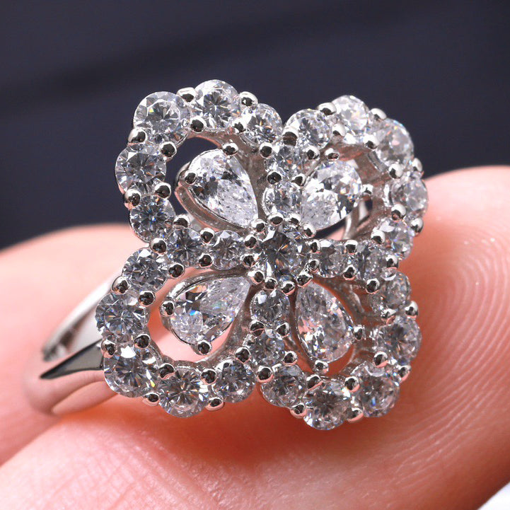 [moco jewelrys]LOOP RING FULL MOTIF DIAMOND 16MM SILVE