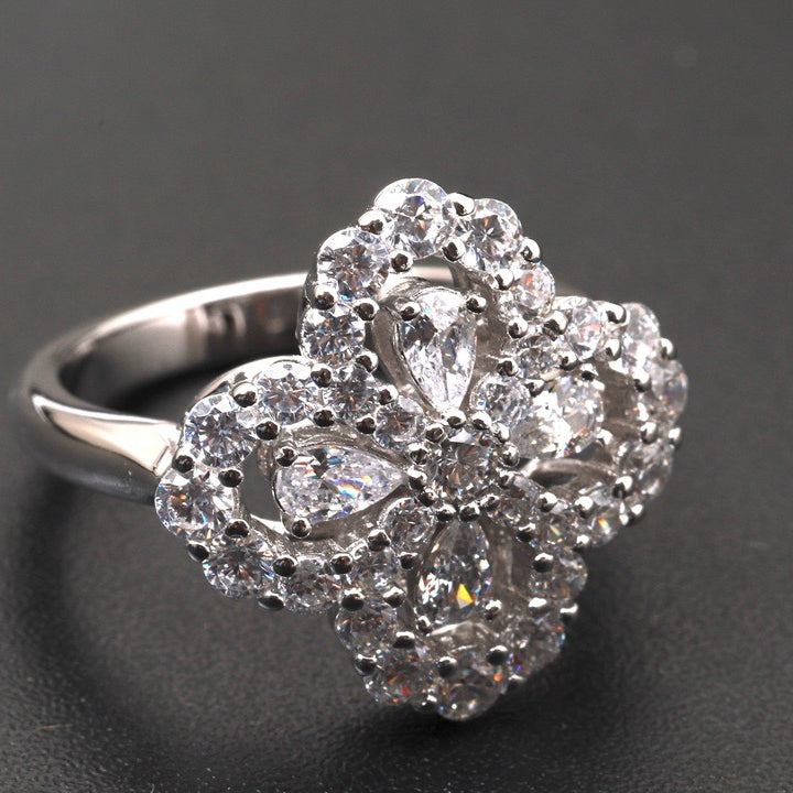[moco jewelrys]LOOP RING FULL MOTIF DIAMOND 16MM SILVE