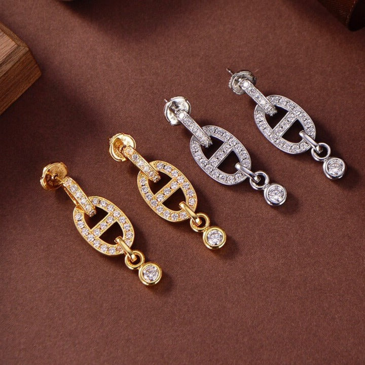 [moco jewelrys]HM CHAINE DIAMOND EARRINGS