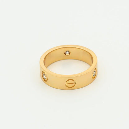 [moco jewelrys]LOVE RING 5.5MM 3 DIAMONDS PINK GOLD