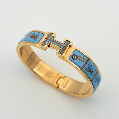 [moco jewelrys]H PINK GOLD BRACELET BLUE CERAMIC