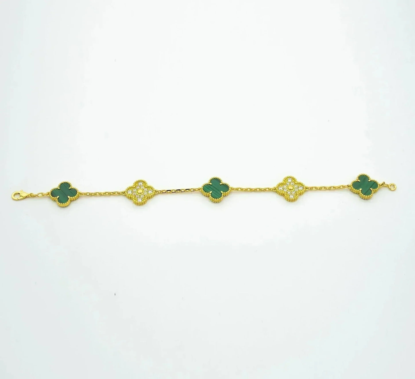 [Moco jewelrys] CLOVER 5 MOTIF MALACHITE BRACELET COLLECTION