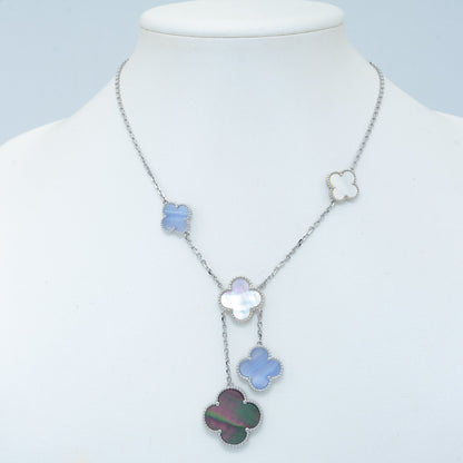 [moco jewelrys]CLOVER MOP CHALCEDONY NECKLACE SILVER 6 MOTIF