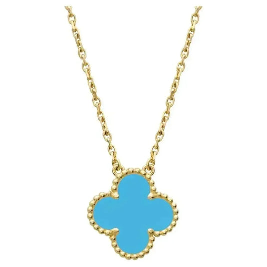 [moco jewelrys]CLOVER 15MM VINTAGE TURQUOISE NECKLACE