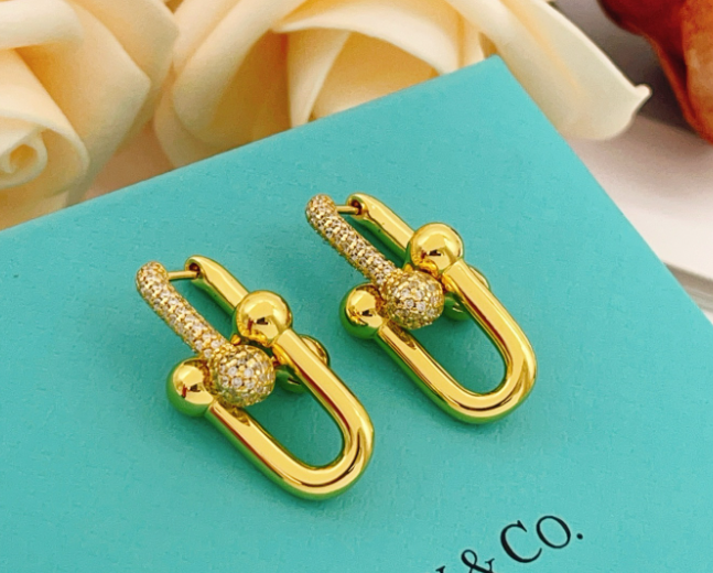 [moco jewelrys]TF HORSESHOE BUCKLE DIAMOND EARRINGS