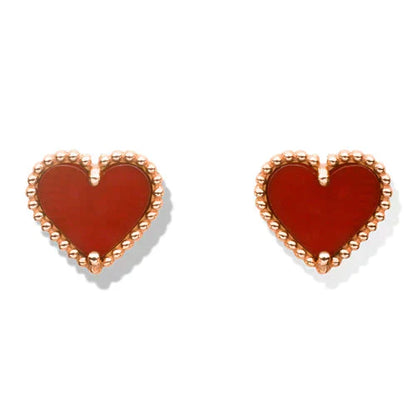 [moco jewelrys]HEART CARNELIAN STUD EARRINGS