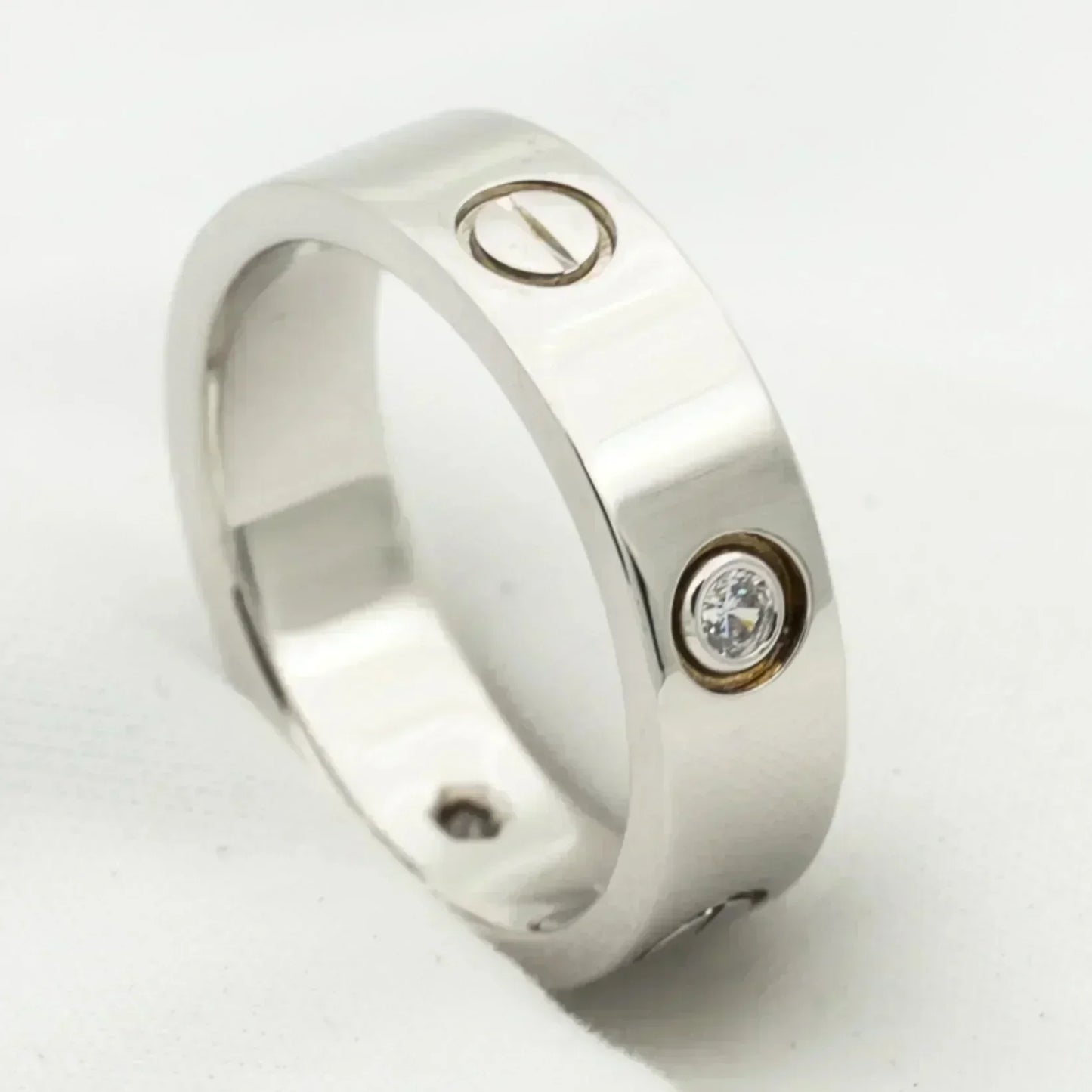 [moco jewelrys]LOVE RING 5.5MM 3 DIAMONDS SILVER