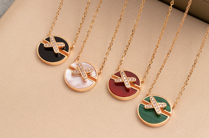 [moco jewelrys]JEUX DE PINK GOLD DIAMOND NECKLACE