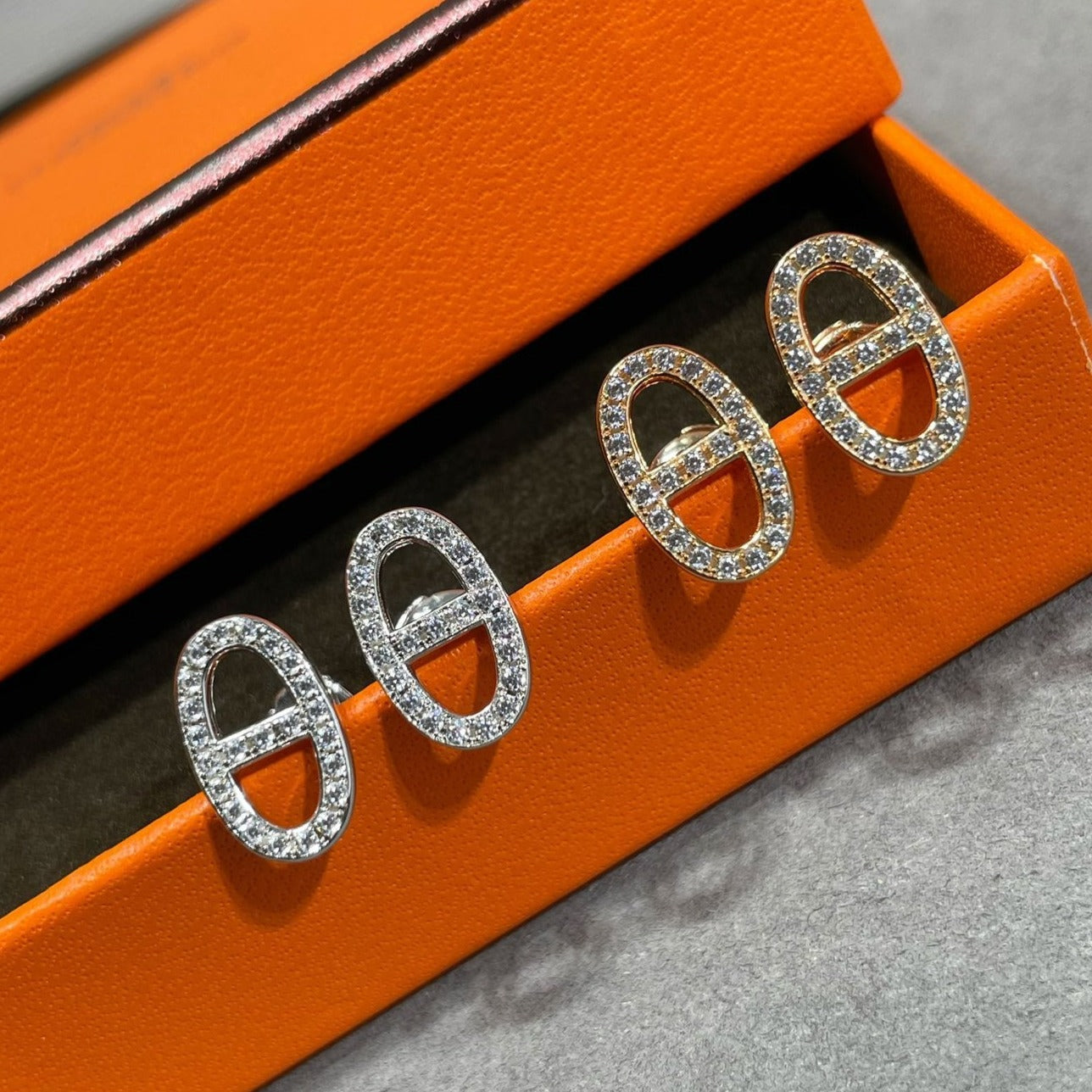 [moco jewelrys]HM FULL DIAMOND PIG NOSE STUD EARRINGS