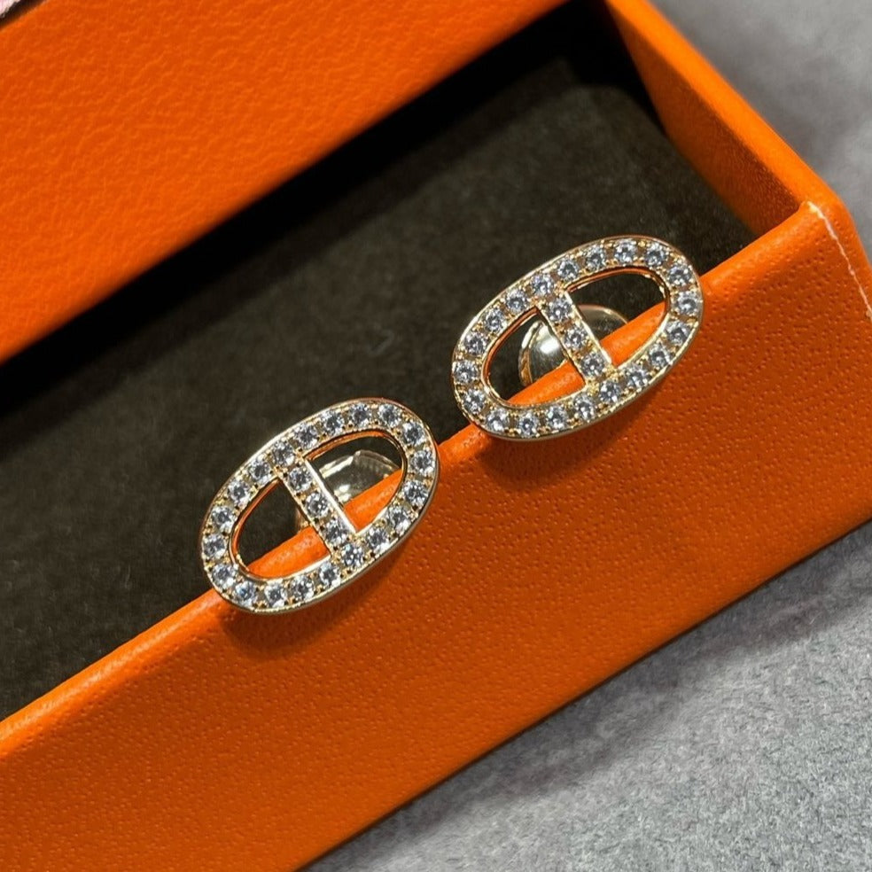 [moco jewelrys]HM FULL DIAMOND PIG NOSE STUD EARRINGS