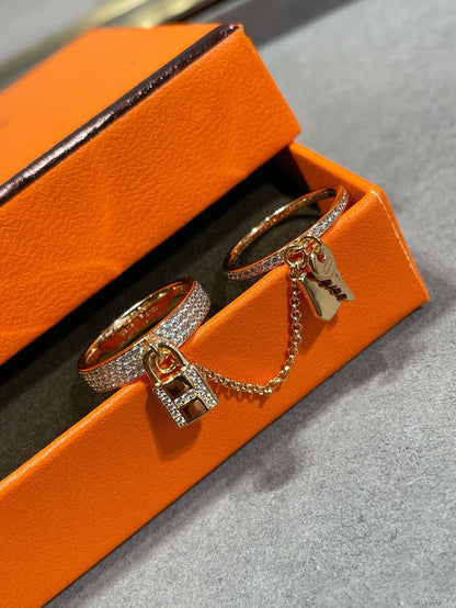 [moco jewelrys]HM KELLY CLOCHETTE DOUBLE RING IN  WITH DIAMONDS