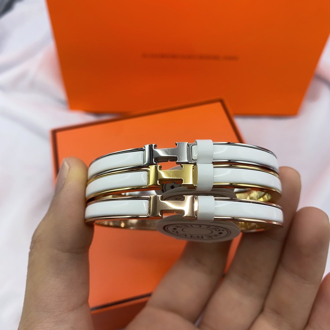 [moco jewelrys]CLASSIC HM CLIC WHITE 8MM ENAMEL BRACELET